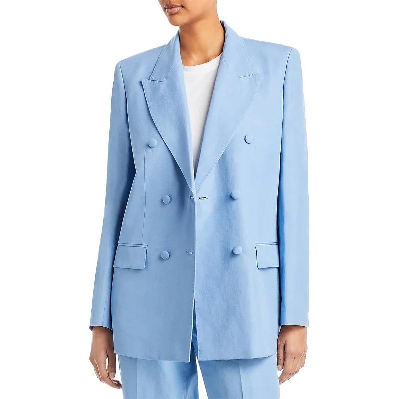 Lafayette 148 New York Womens Slub Silk Double-Breasted Blazer