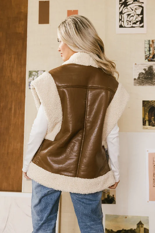 Last Night Sherpa Lined Vest in Brown