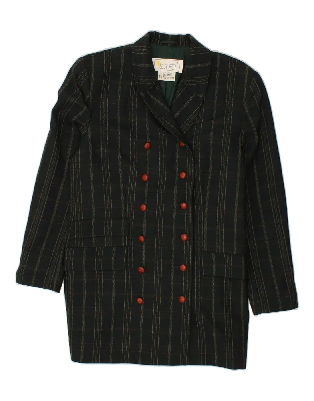 LAUREL Womens Double Breasted Coat EU 40 Medium Green Check New Wool