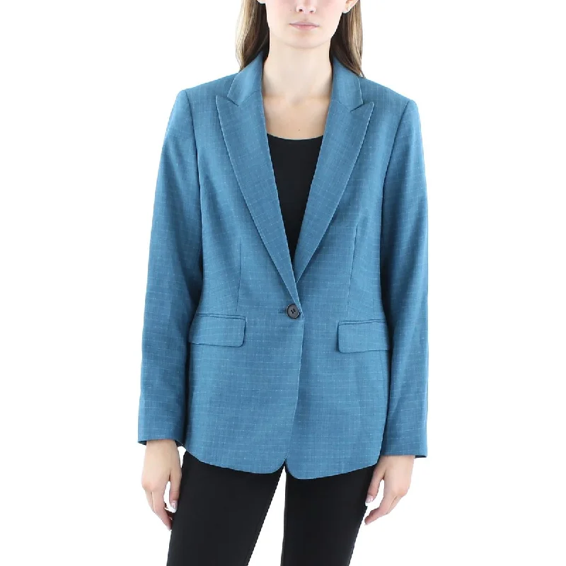 Le Suit Womens Heathered Work Wear One-Button Blazer