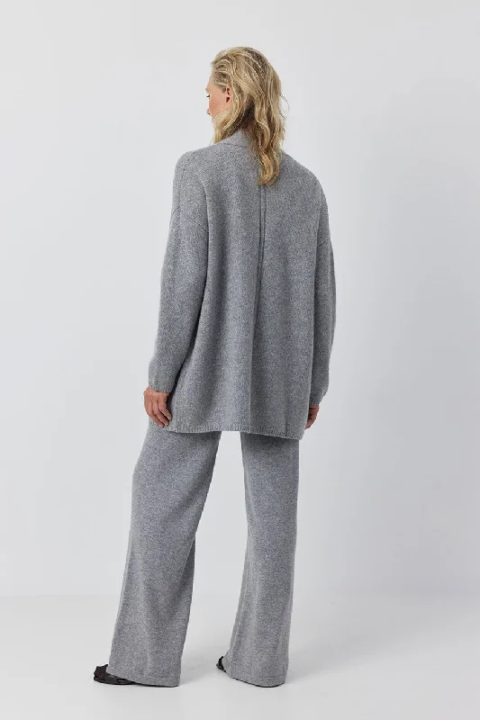 Luxe Cashmere Cardigan - Dark Grey Melange