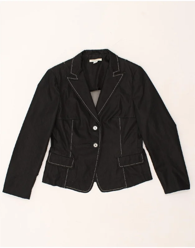 MARELLA Womens 2 Button Blazer Jacket UK 16 Large Black Cotton