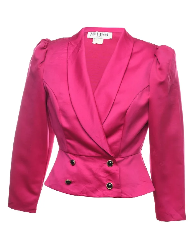 Melissa Magenta Shiny Double-Breasted Evening Jacket - M