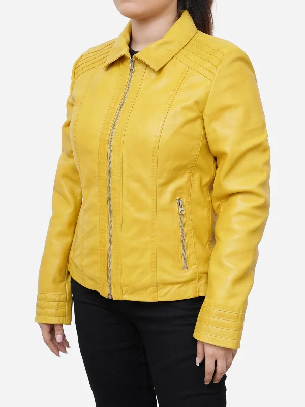 Miranda Fitted Style Yellow Motorbike Jacket