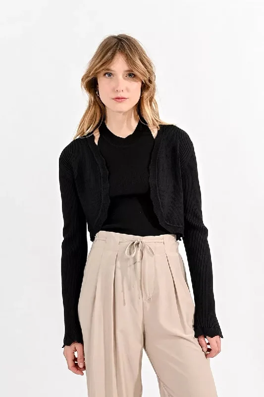 Molly Bracken Black Scalloped Cardigan