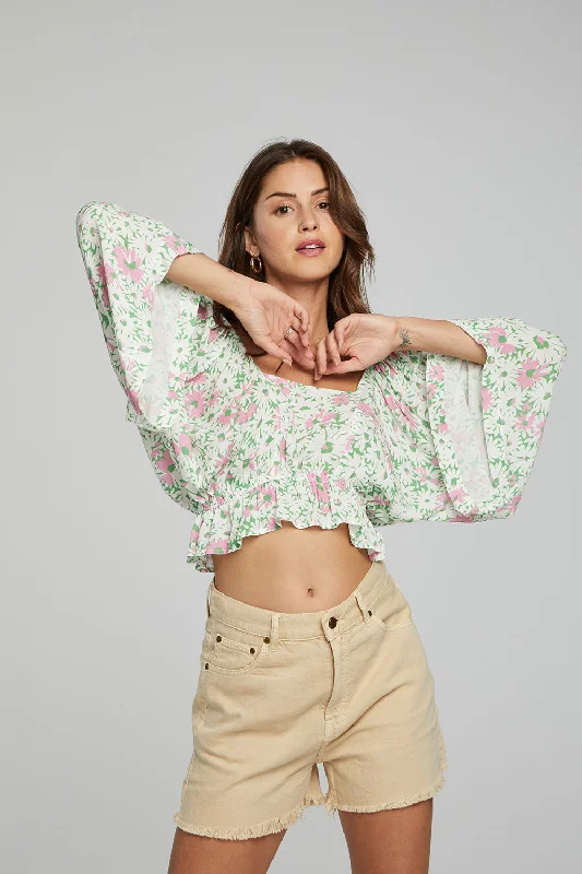 Monarch Crop Top - Grass Daisy Floral