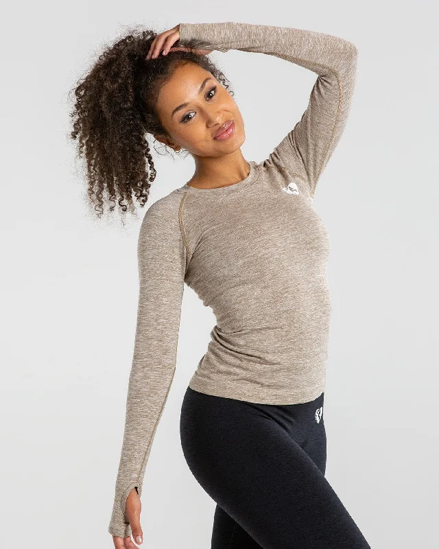 Move Seamless Long Sleeve Top | Brown Grey Marl