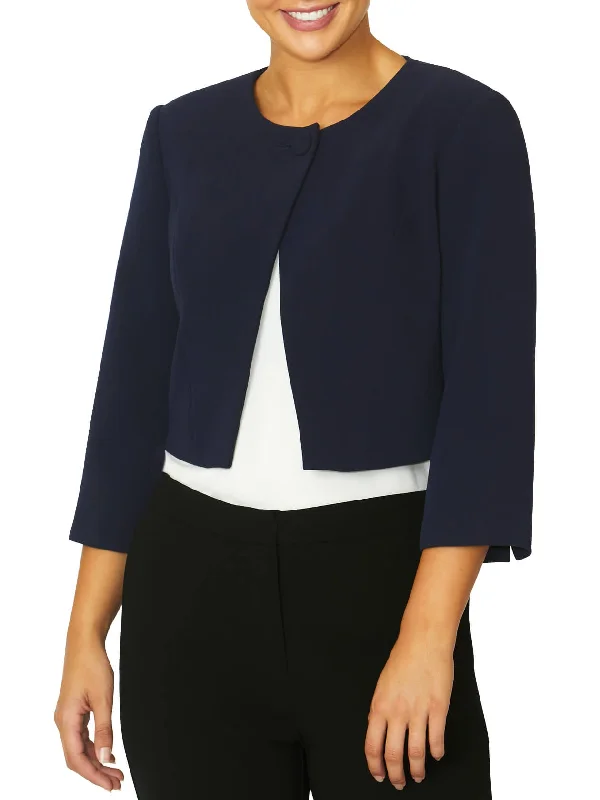 Navy Crepe Single Button Jacket