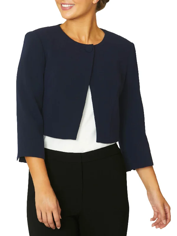 Navy Crepe Single Button Jacket