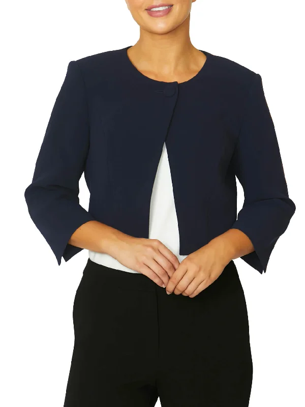 Navy Crepe Single Button Jacket