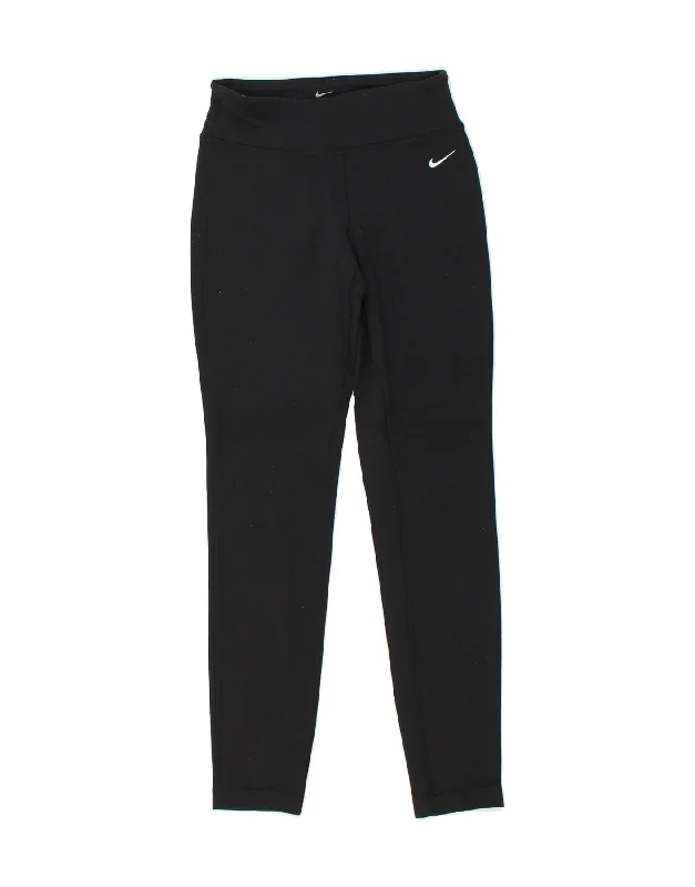 NIKE Womens Dri Fit Tracksuit Trousers UK 6 XS Black Nylon