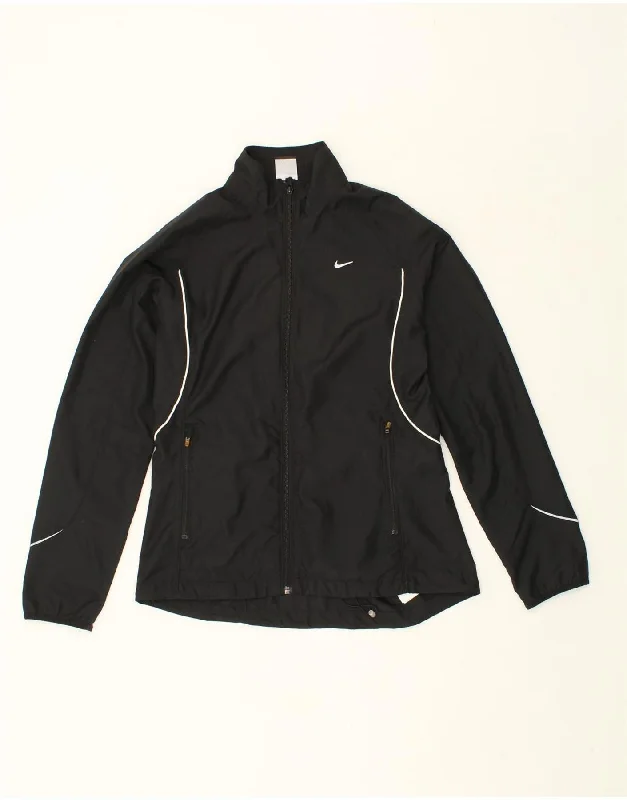 NIKE Womens Rain Jacket UK 14 Medium Black Polyester