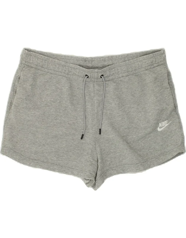 NIKE Womens Sport Shorts UK 16 Large Grey Cotton