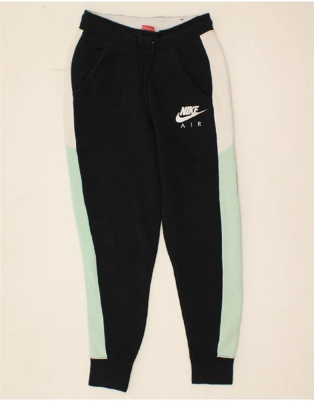 NIKE Womens Tracksuit Trousers Joggers UK 6 XS Black Colourblock Cotton