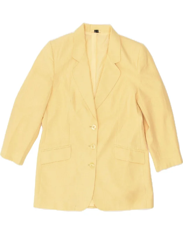 NINO Womens 3 Button Blazer Jacket UK 14 Large  Yellow Polyester