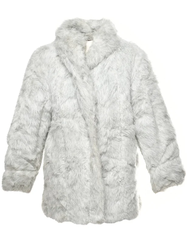 Off White 1980s Faux Fur Coat - M