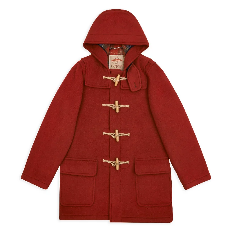 Burrows & Hare Water Repellent Wool Duffle Coat - Red Twill