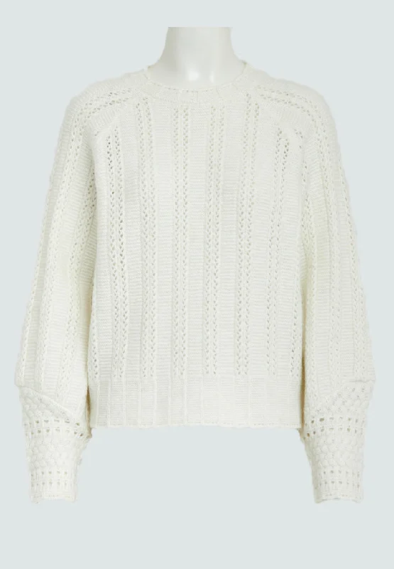 Perla GRS Round Neck Knit Pullover - Gardenia