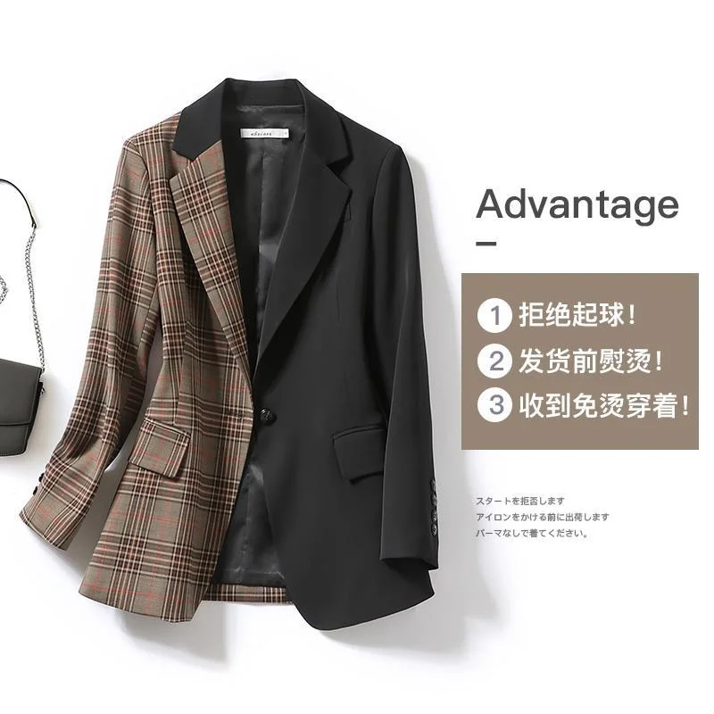 Getadme Plaid Blazers Coats for Women Elegant Stylish Clothing Autumn winter Women's Business Suit Vintage Ladies Jackets Fashion