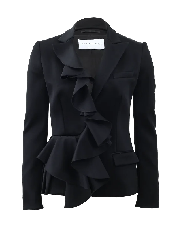 Ruffle Front Blazer