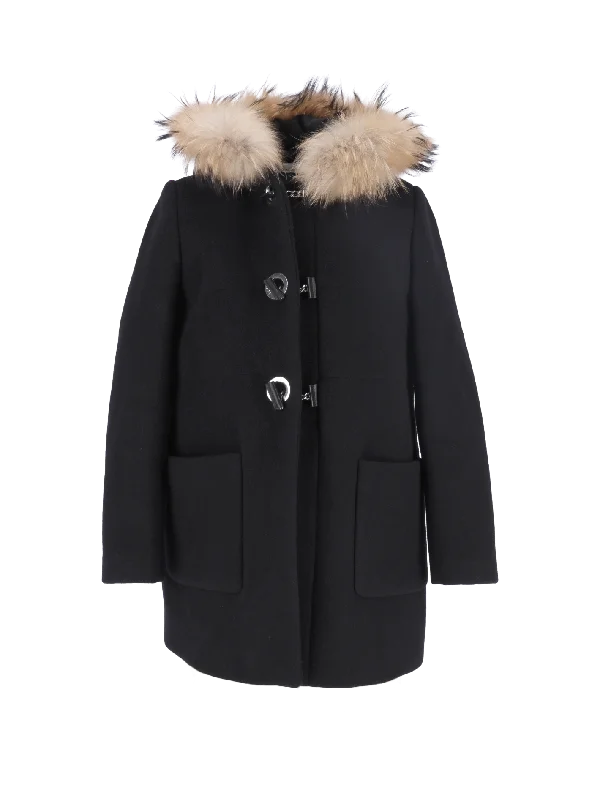 Fur-Trim Hooded Coat