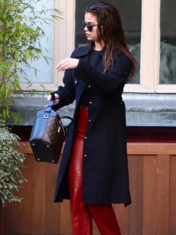 Selena Gomez Black Trench Coat