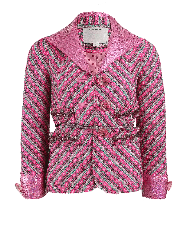 Sequin Collar Tweed Jacket