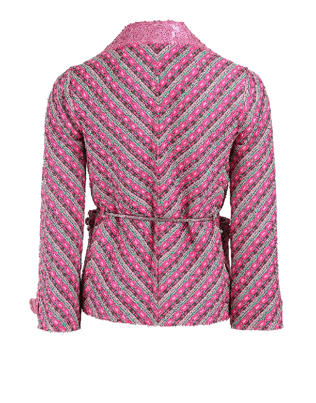 Sequin Collar Tweed Jacket