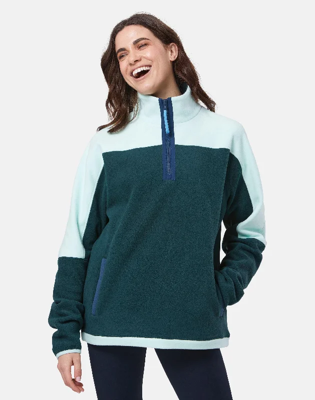 Unisex Half Zip Polar Fleece in Sea Green