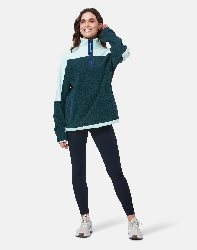 Unisex Half Zip Polar Fleece in Sea Green