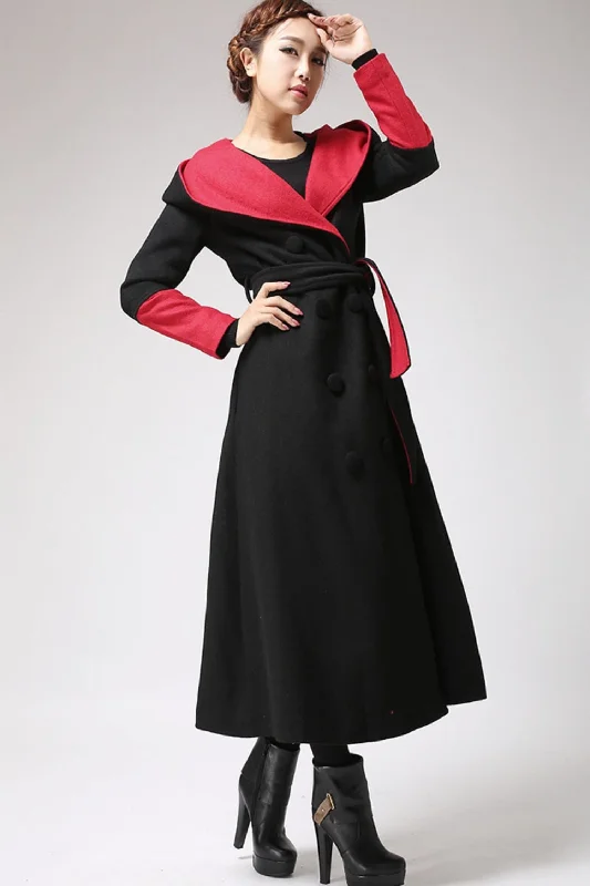 Winter Long Maxi Warm wool coat with Large Hood 0700#