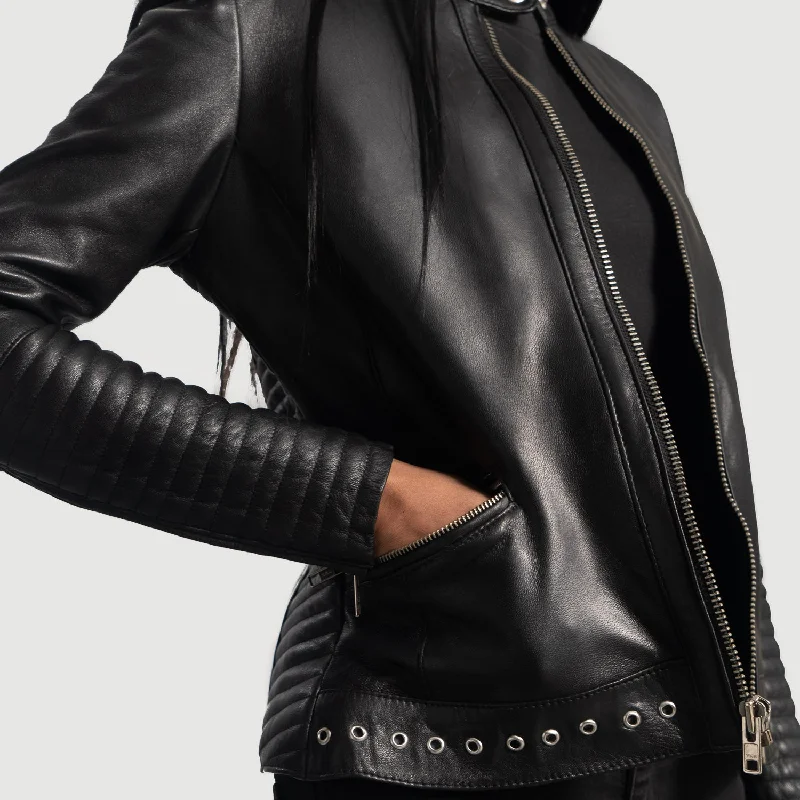 Women's Slim Fit Black Leather Biker Jacket