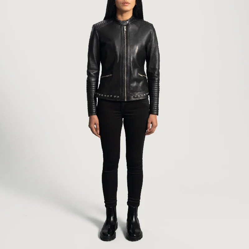 Women's Slim Fit Black Leather Biker Jacket