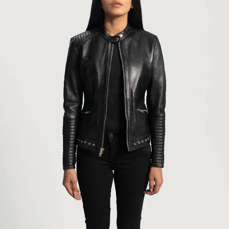 Women's Slim Fit Black Leather Biker Jacket