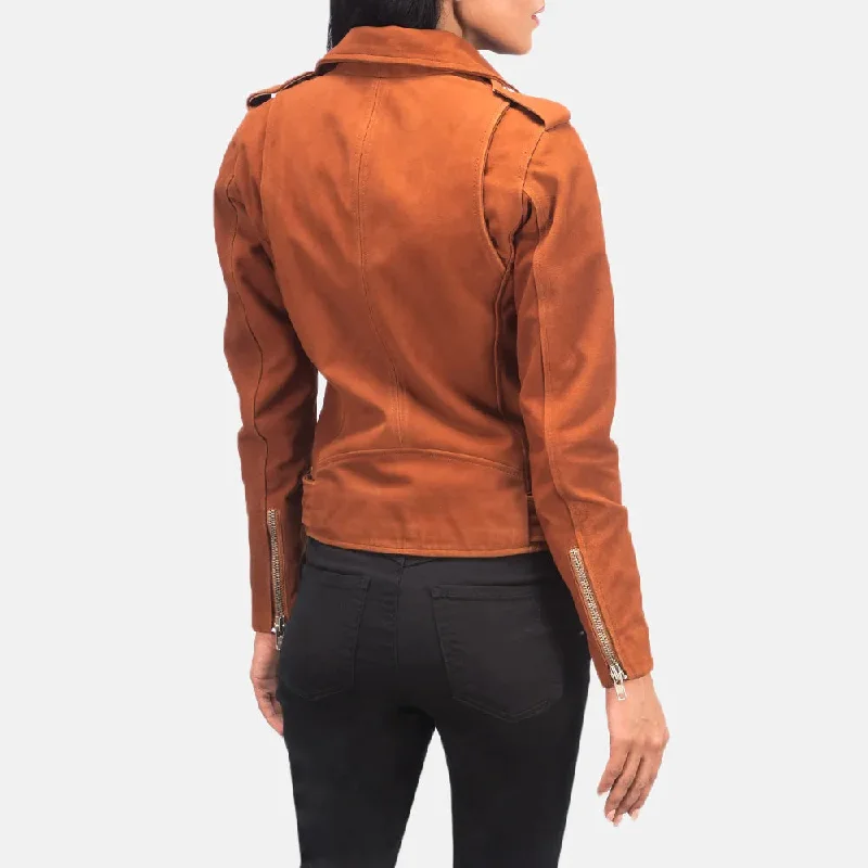 Women's Suede Moto Jacket in Brown