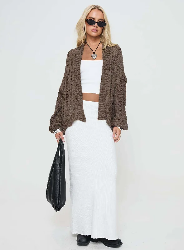 Abner Cable Cardigan Brown