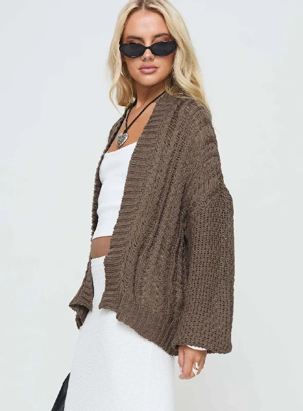 Abner Cable Cardigan Brown