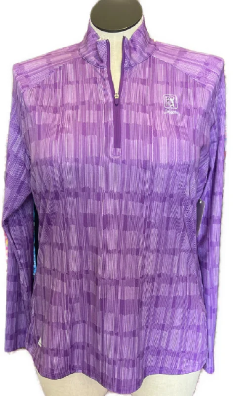 Women's Adidas Climacool Purple Sketch Zip Mock Golf Pullover Size XL