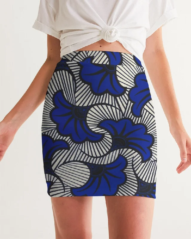 AKH African Fleurs Bleues Women's Mini Skirt