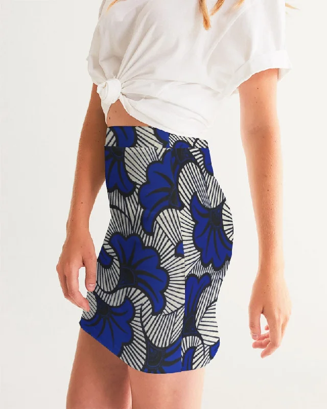 AKH African Fleurs Bleues Women's Mini Skirt