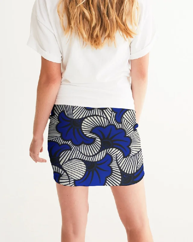 AKH African Fleurs Bleues Women's Mini Skirt