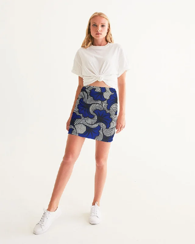 AKH African Fleurs Bleues Women's Mini Skirt