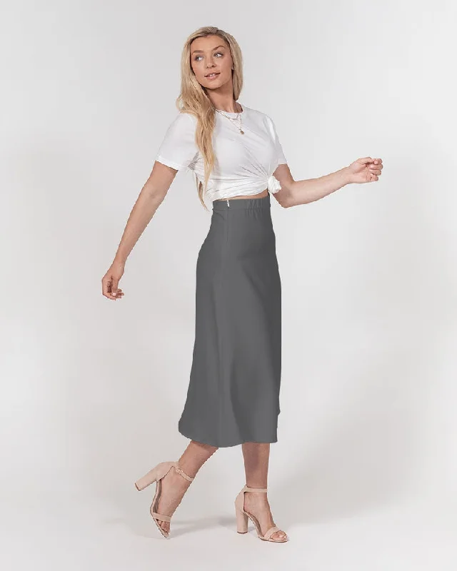 AKH Grey Women's A-Line Midi Skirt