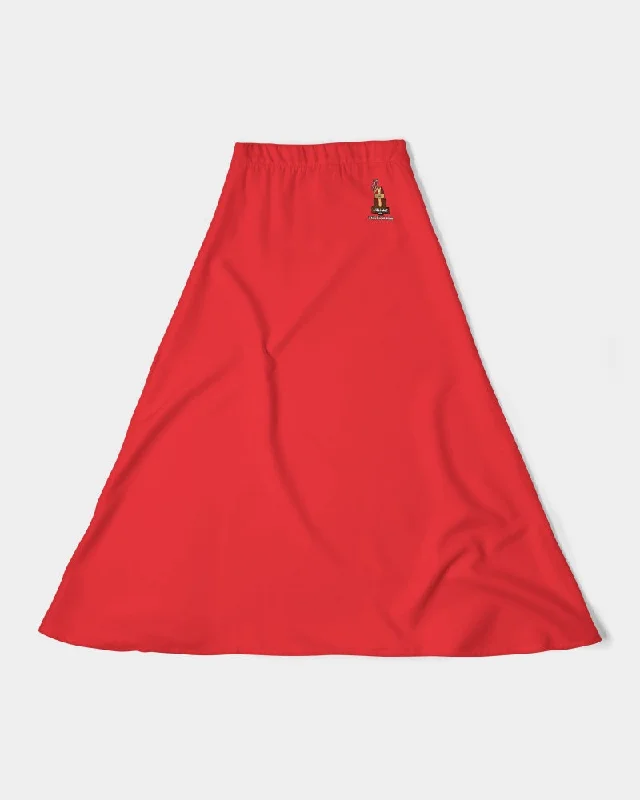 AKH Red Women's A-Line Midi Skirt