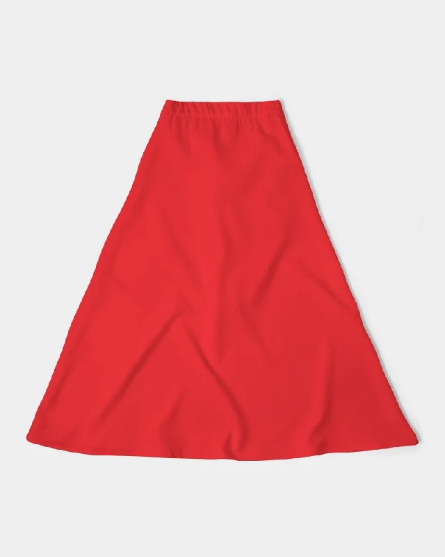 AKH Red Women's A-Line Midi Skirt