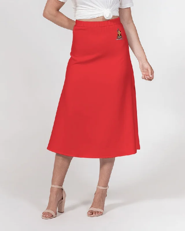 AKH Red Women's A-Line Midi Skirt