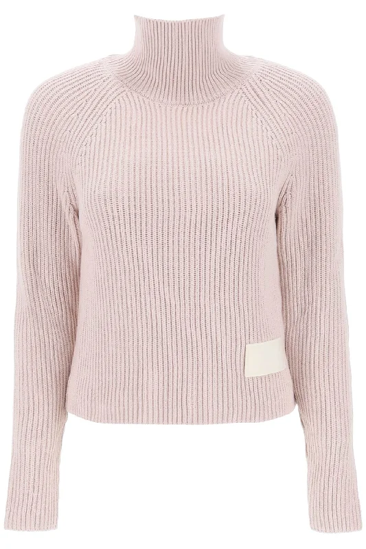 Ami paris english rib funnel-neck sweater FKS424 KN0031 POWDER PINK