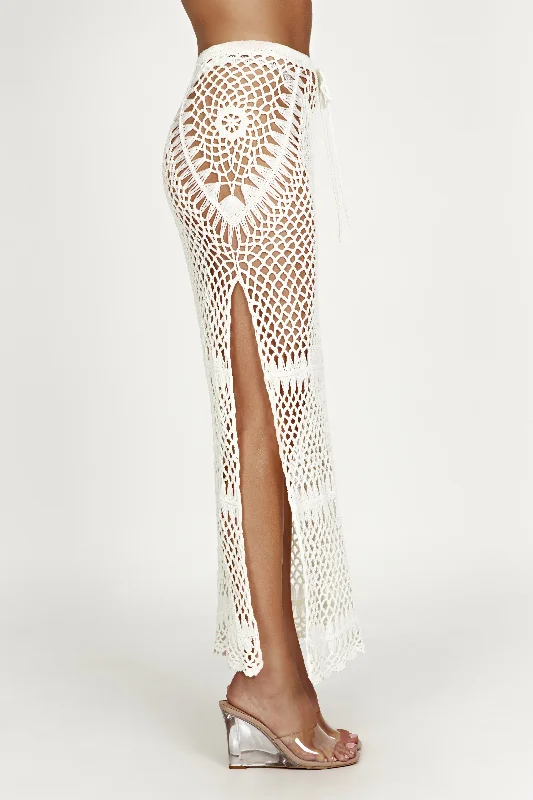 Bonnie Crochet Maxi Skirt - White