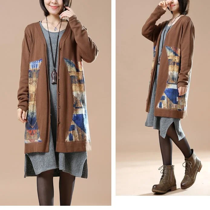 Chocolate plus size knit coats woman sweaters