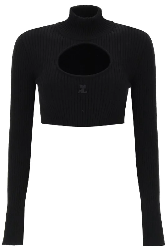 Courreges cut-out crop top 423MPU122FI0001 BLACK